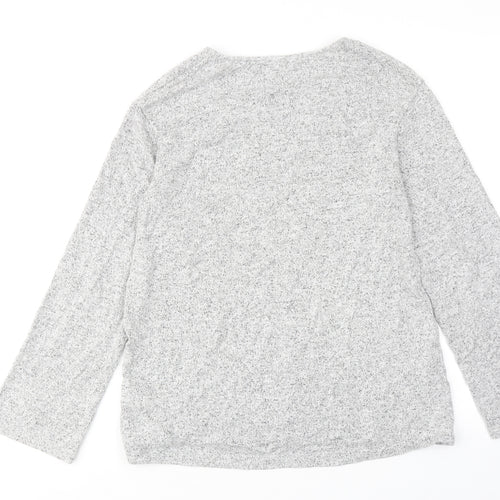 H&M Womens Grey Geometric Polyester Basic Blouse Size XS V-Neck