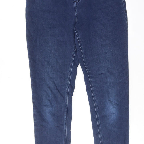 Marks and Spencer Womens Blue Cotton Skinny Jeans Size 10 L30 in Regular Zip