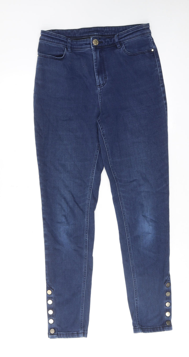 Marks and Spencer Womens Blue Cotton Skinny Jeans Size 10 L30 in Regular Zip