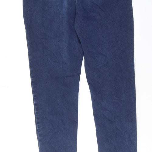 Marks and Spencer Womens Blue Cotton Skinny Jeans Size 10 L30 in Regular Zip