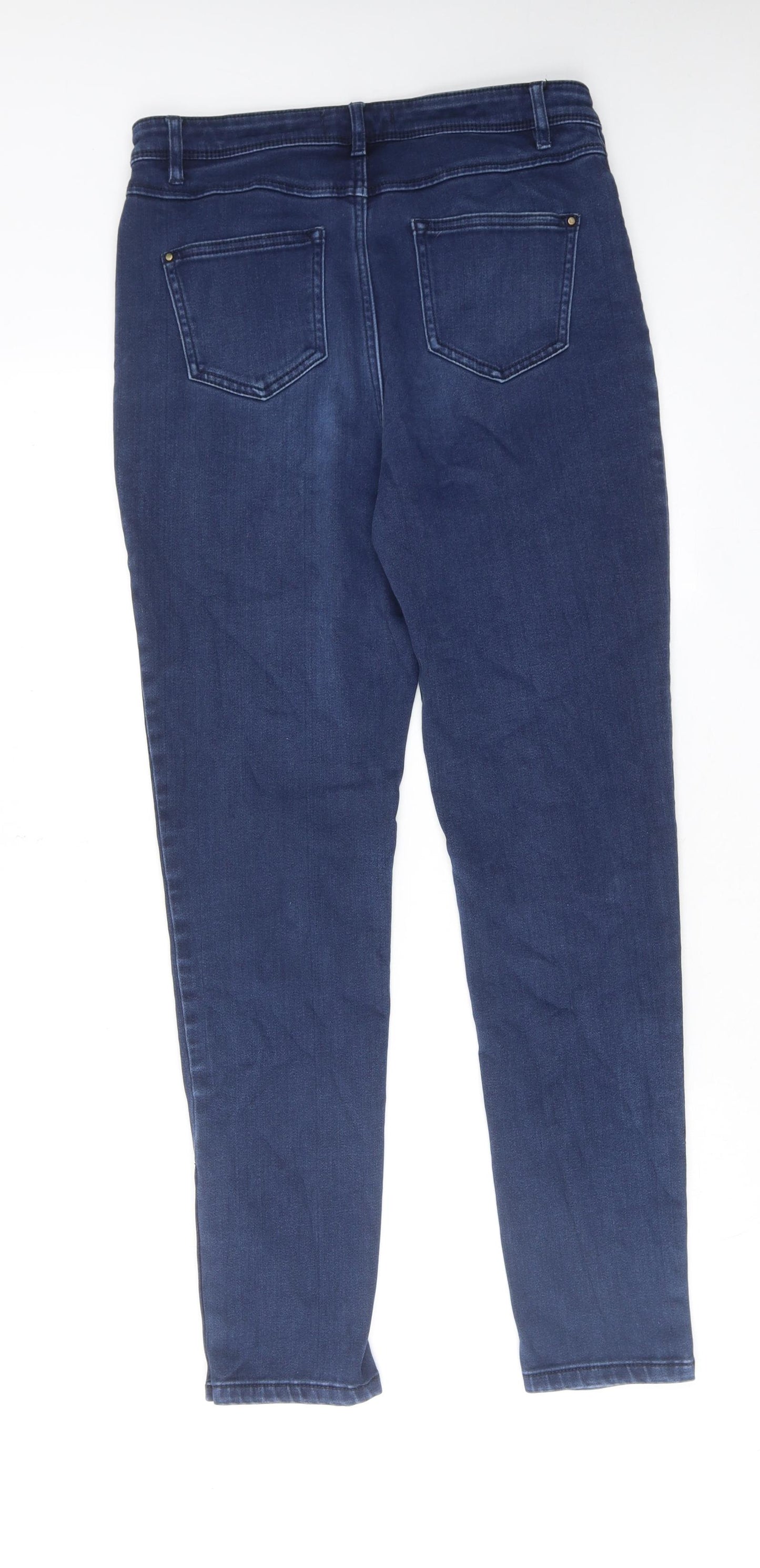 Marks and Spencer Womens Blue Cotton Skinny Jeans Size 10 L30 in Regular Zip
