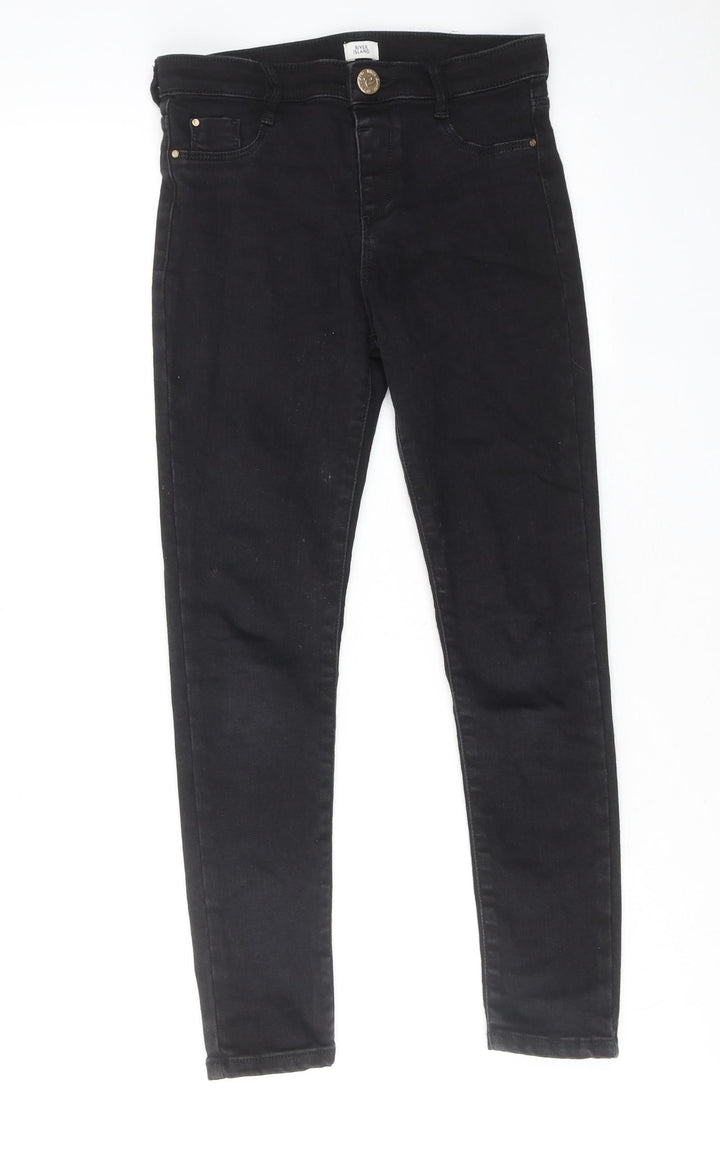River Island Girls Black Cotton Skinny Jeans Size 9 Years Regular Zip