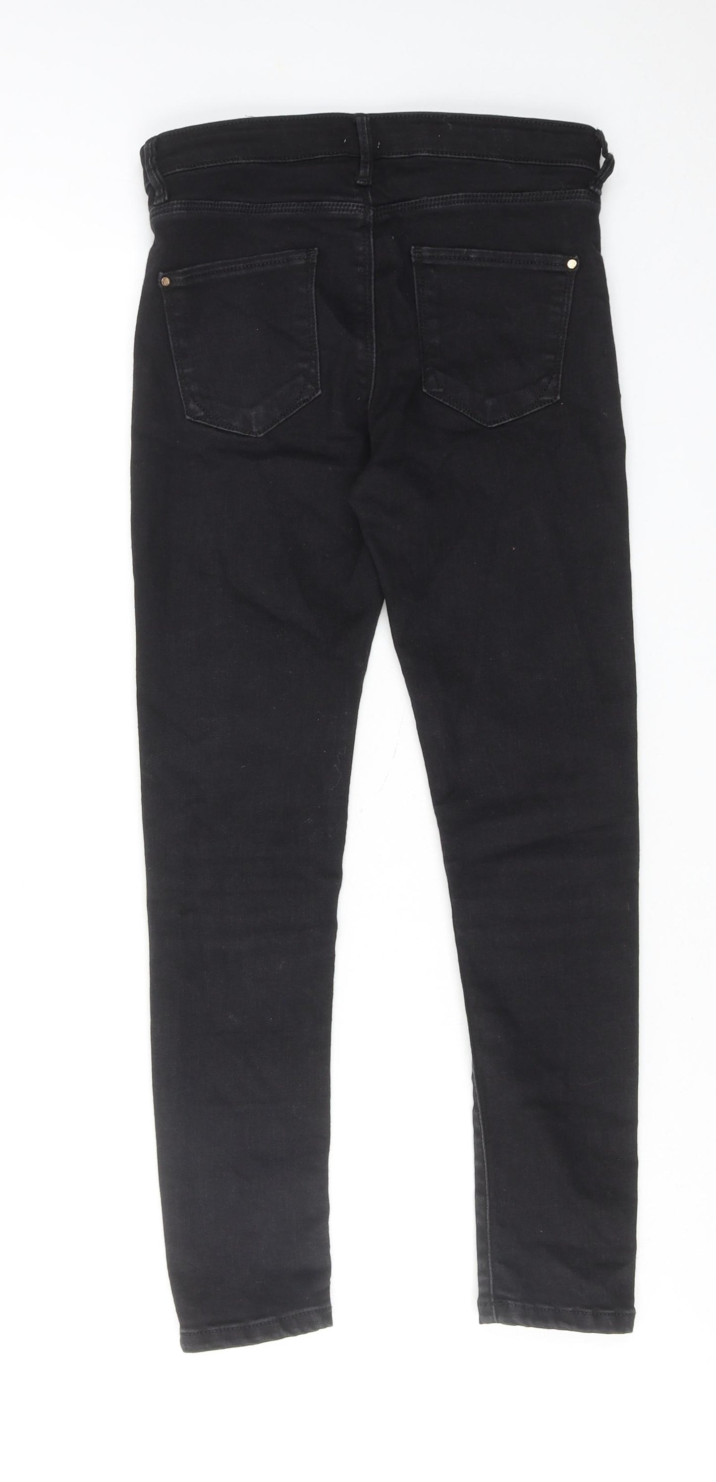 River Island Girls Black Cotton Skinny Jeans Size 9 Years Regular Zip