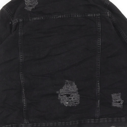 River Island Womens Black Jacket Size 6 Button - Distressed