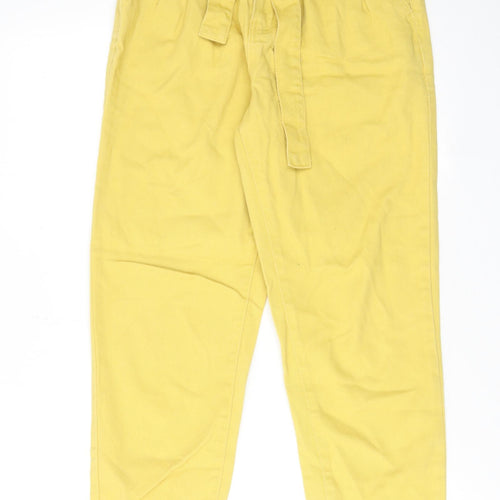 Denim & Co. Womens Yellow Cotton Tapered Jeans Size 6 L25 in Regular Zip - Paperbag Waist
