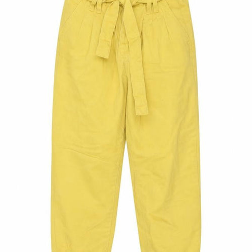 Denim & Co. Womens Yellow Cotton Tapered Jeans Size 6 L25 in Regular Zip - Paperbag Waist
