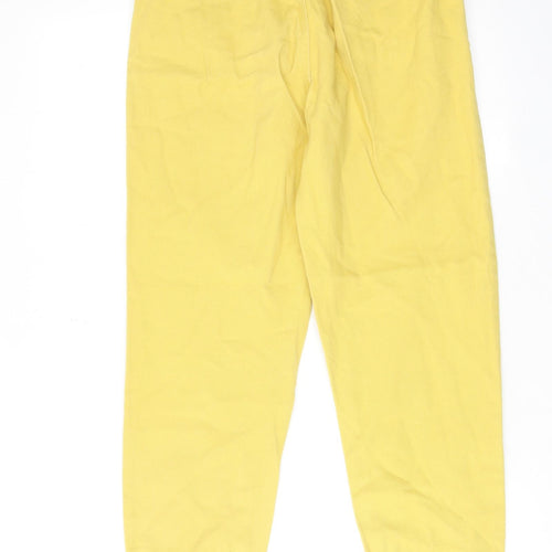 Denim & Co. Womens Yellow Cotton Tapered Jeans Size 6 L25 in Regular Zip - Paperbag Waist