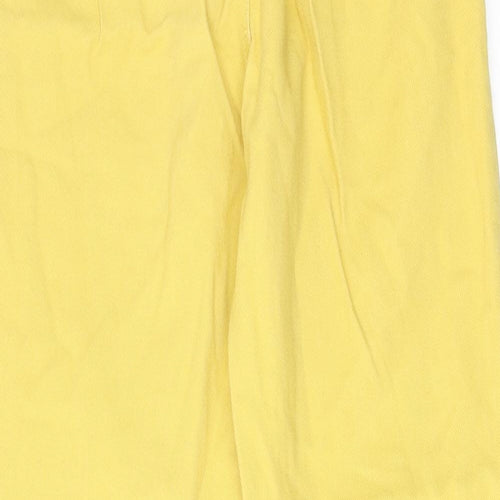 Denim & Co. Womens Yellow Cotton Tapered Jeans Size 6 L25 in Regular Zip - Paperbag Waist