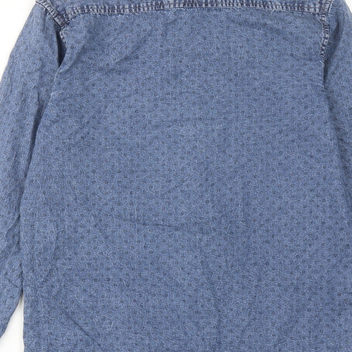Cedar Wood State Mens Blue Polka Dot Cotton Button-Up Size S Collared Button