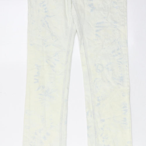 Newplay Womens Blue Cotton Straight Jeans Size M L32 in Regular Zip - Tie Dye Effect