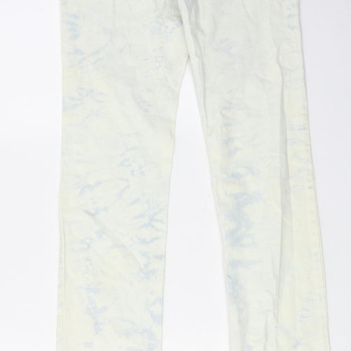 Newplay Womens Blue Cotton Straight Jeans Size M L32 in Regular Zip - Tie Dye Effect