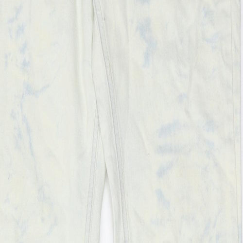Newplay Womens Blue Cotton Straight Jeans Size M L32 in Regular Zip - Tie Dye Effect