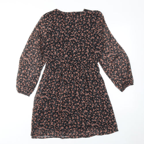 Zara Womens Multicoloured Floral Polyester A-Line Size S V-Neck Pullover