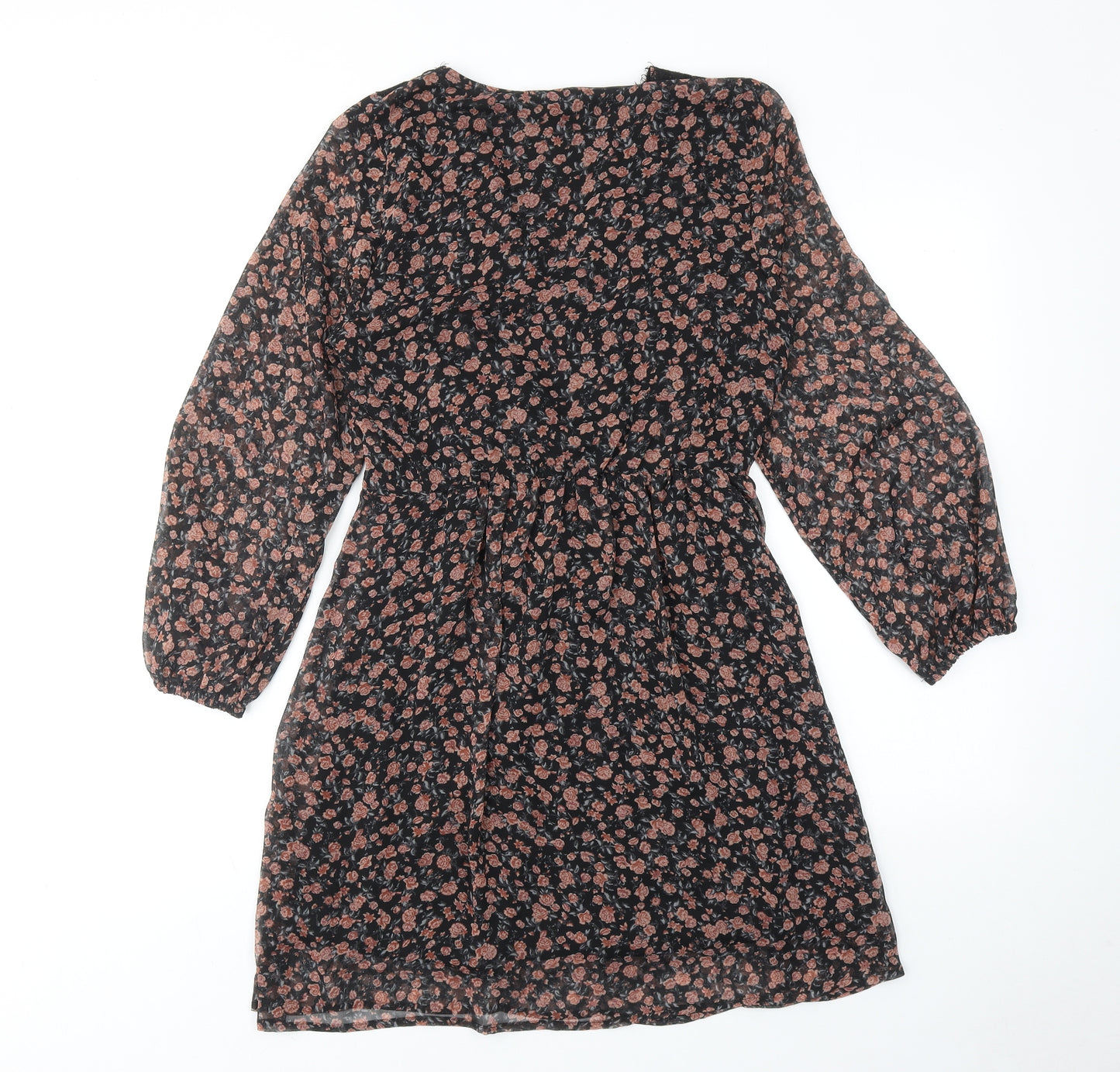 Zara Womens Multicoloured Floral Polyester A-Line Size S V-Neck Pullover