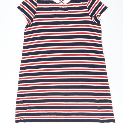 Only Womens Multicoloured Striped Viscose T-Shirt Dress Size L Round Neck Pullover