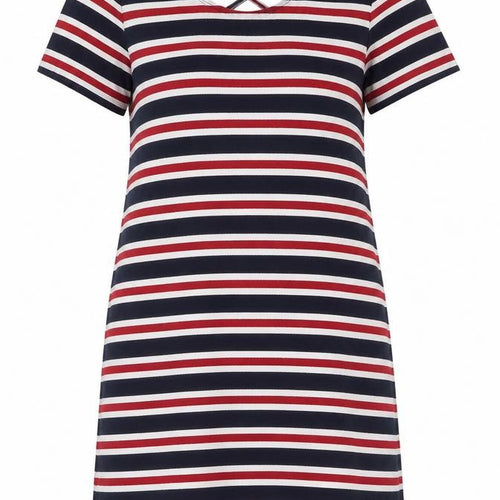 Only Womens Multicoloured Striped Viscose T-Shirt Dress Size L Round Neck Pullover