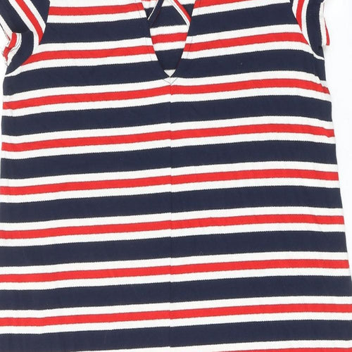 Only Womens Multicoloured Striped Viscose T-Shirt Dress Size L Round Neck Pullover