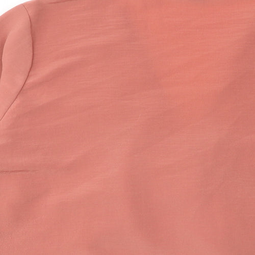 Topshop Womens Pink Polyester Basic Blouse Size 8 V-Neck - Tie Front