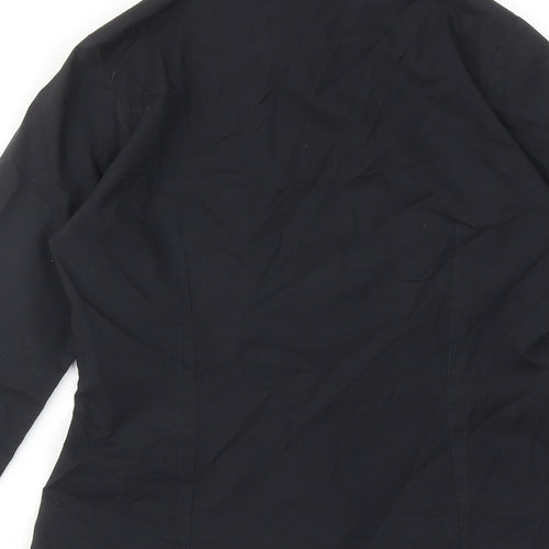 Marks and Spencer Womens Black Polyester Basic Button-Up Size 8 Collared