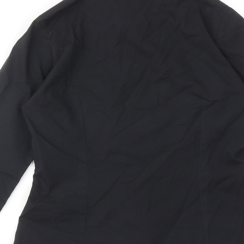 Marks and Spencer Womens Black Polyester Basic Button-Up Size 8 Collared