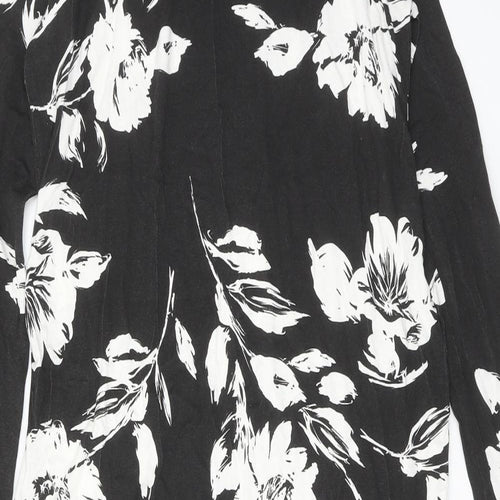 Boohoo Womens Black Floral Viscose Jumper Dress Size 16 Round Neck Pullover