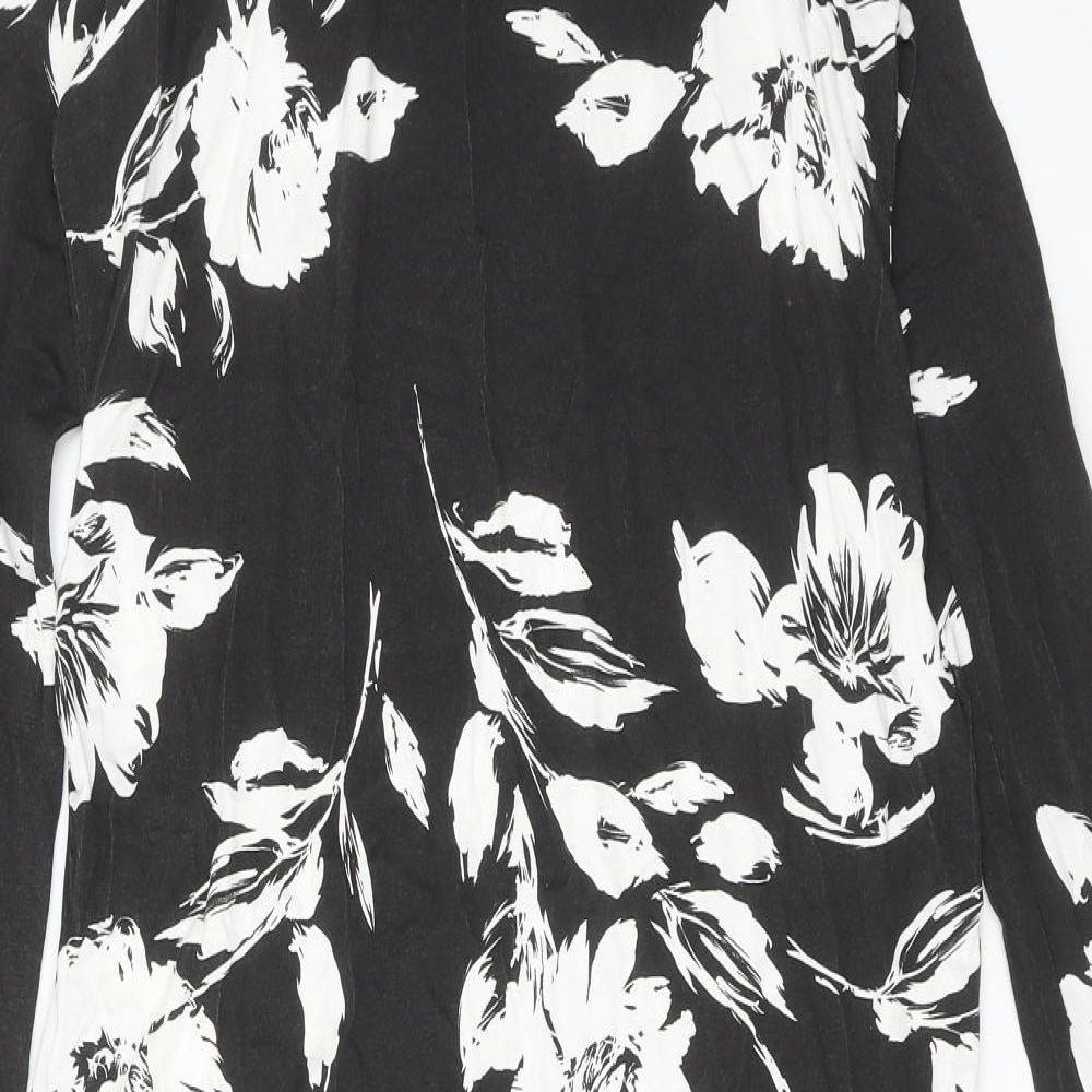 Boohoo Womens Black Floral Viscose Jumper Dress Size 16 Round Neck Pullover