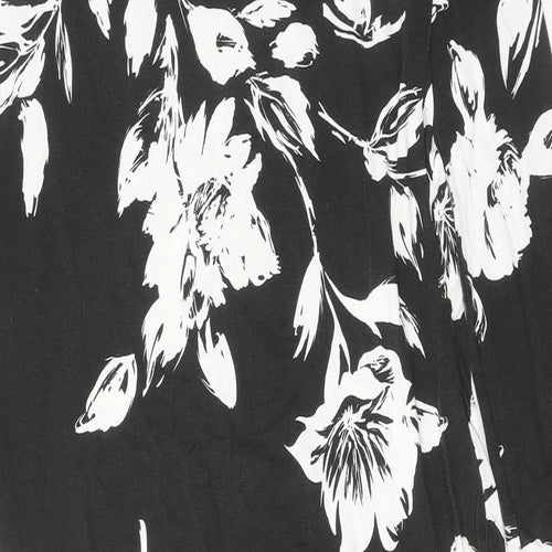 Boohoo Womens Black Floral Viscose Jumper Dress Size 16 Round Neck Pullover