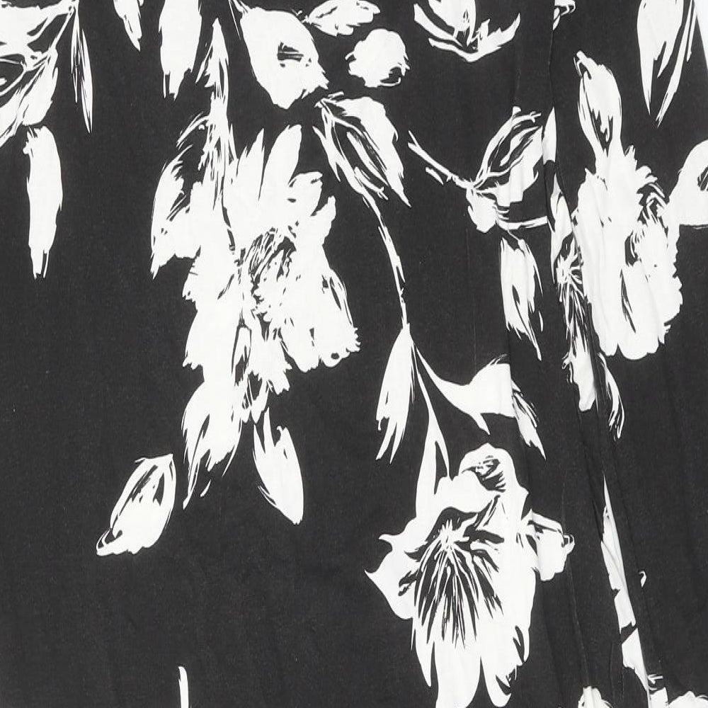 Boohoo Womens Black Floral Viscose Jumper Dress Size 16 Round Neck Pullover