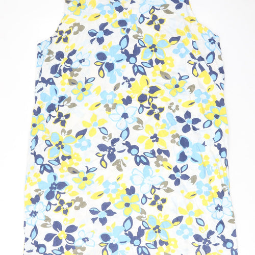 Marks and Spencer Womens Multicoloured Floral Linen A-Line Size 20 V-Neck Pullover