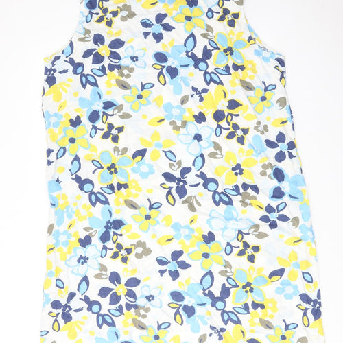 Marks and Spencer Womens Multicoloured Floral Linen A-Line Size 20 V-Neck Pullover