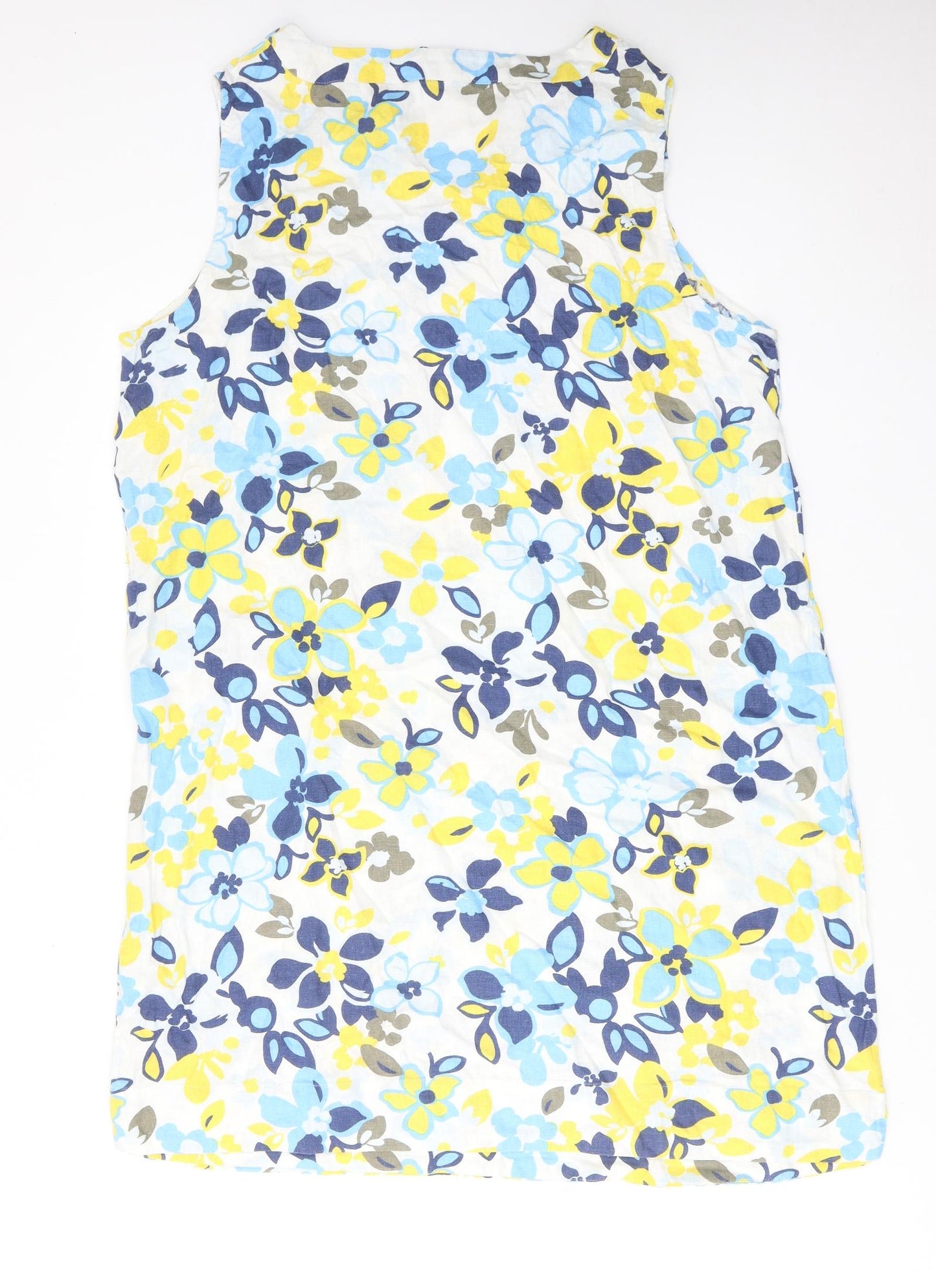 Marks and Spencer Womens Multicoloured Floral Linen A-Line Size 20 V-Neck Pullover