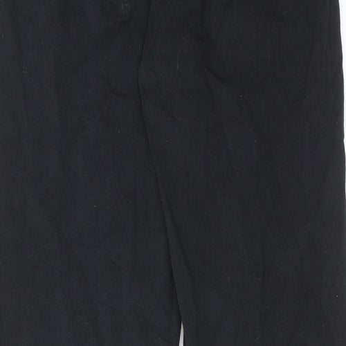 GOODMOVE Womens Black Cotton Jogger Trousers Size 14 L28 in Regular Drawstring