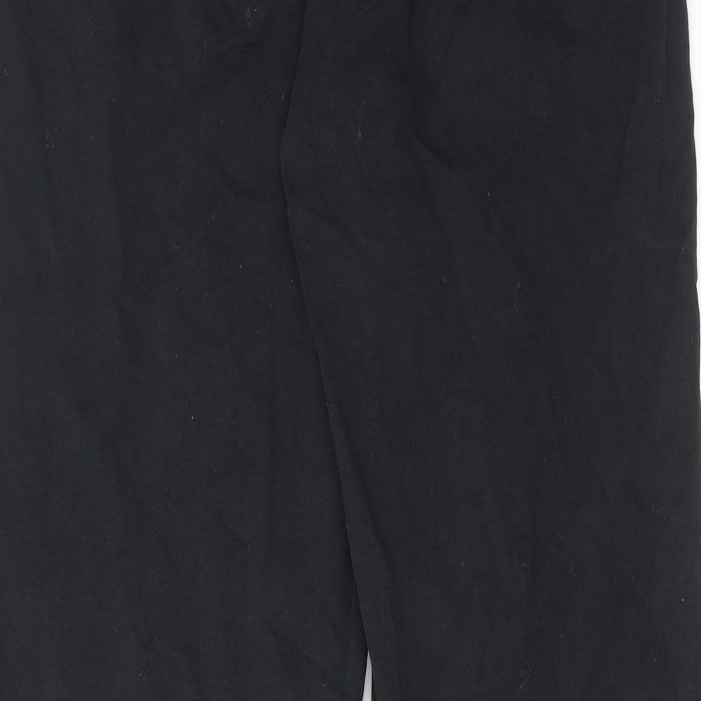 GOODMOVE Womens Black Cotton Jogger Trousers Size 14 L28 in Regular Drawstring