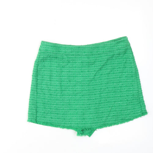 Zara Womens Green Polyester Skort Size M L3 in Regular Zip