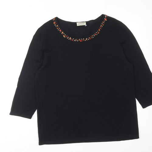 Basler Womens Black Round Neck Viscose Pullover Jumper Size 16