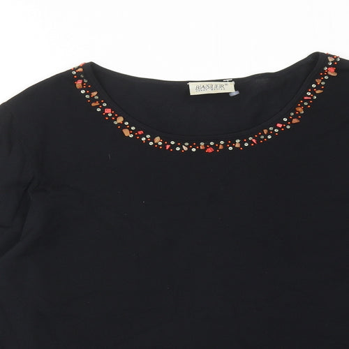 Basler Womens Black Round Neck Viscose Pullover Jumper Size 16
