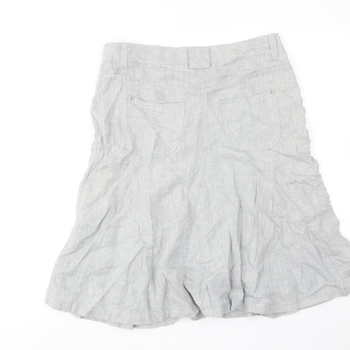 Marks and Spencer Womens Grey Linen A-Line Skirt Size 12 Zip