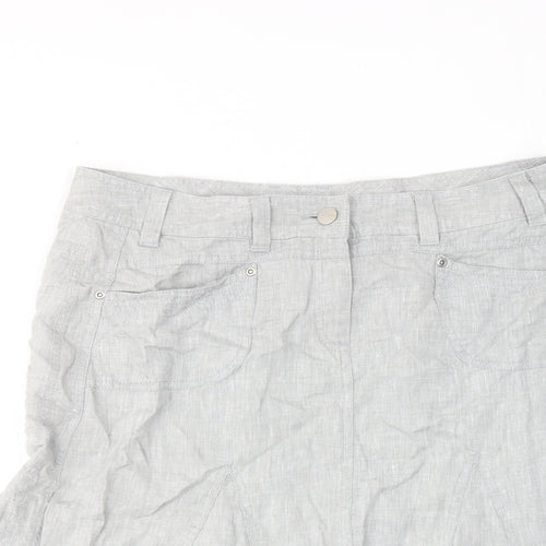 Marks and Spencer Womens Grey Linen A-Line Skirt Size 12 Zip