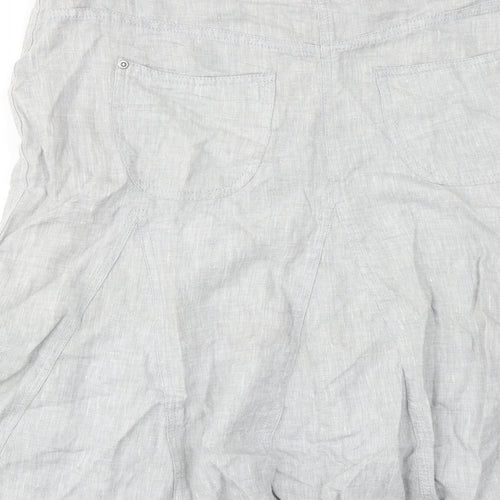 Marks and Spencer Womens Grey Linen A-Line Skirt Size 12 Zip