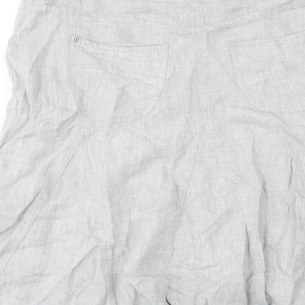 Marks and Spencer Womens Grey Linen A-Line Skirt Size 12 Zip
