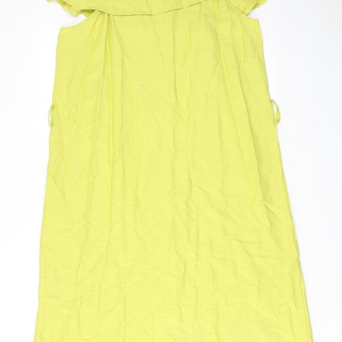 Klass Womens Green Viscose A-Line Size 14 Round Neck Button