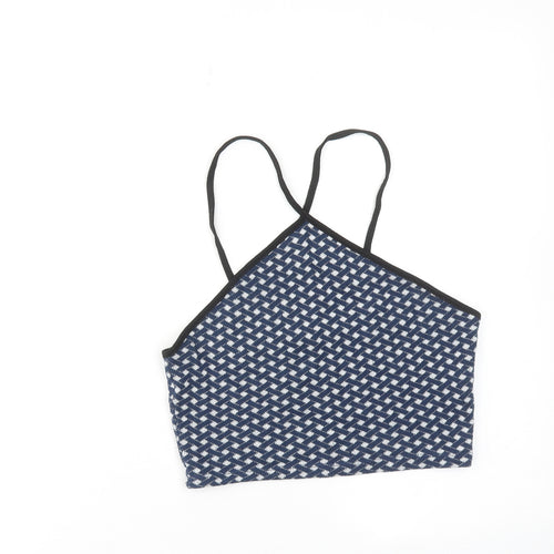 Zara Womens Blue Geometric Viscose Cropped Tank Size XS Halter
