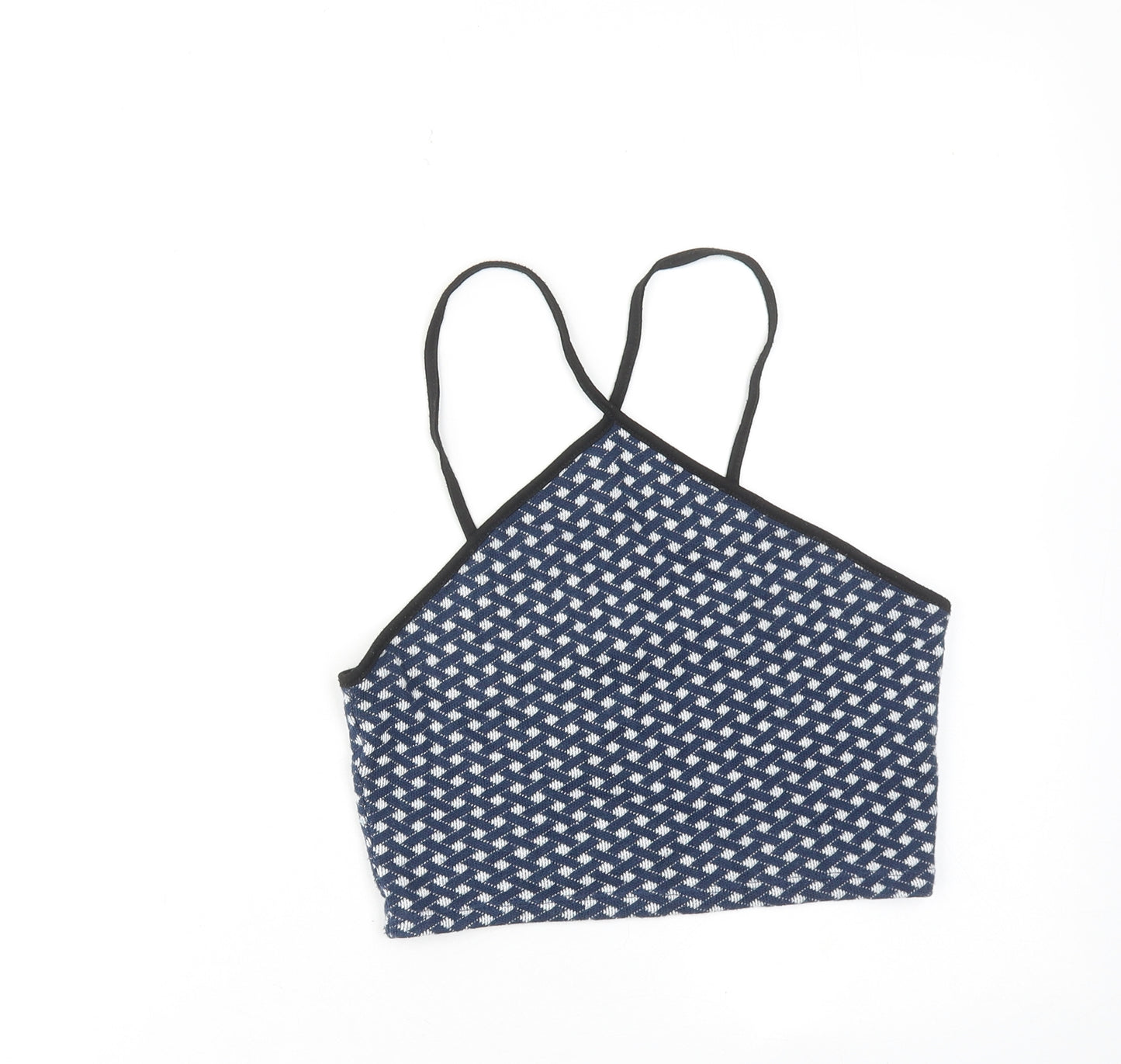 Zara Womens Blue Geometric Viscose Cropped Tank Size XS Halter