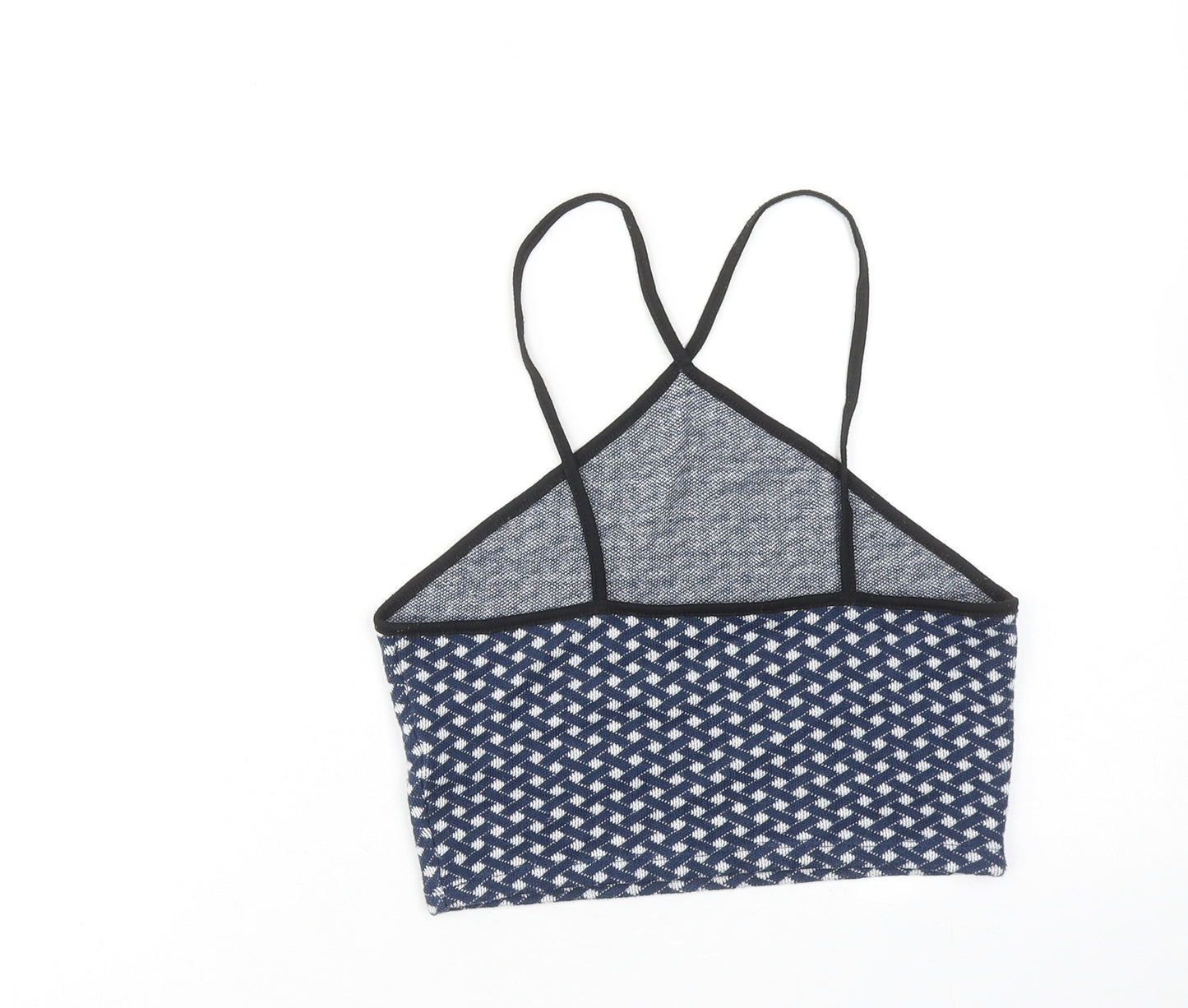 Zara Womens Blue Geometric Viscose Cropped Tank Size XS Halter