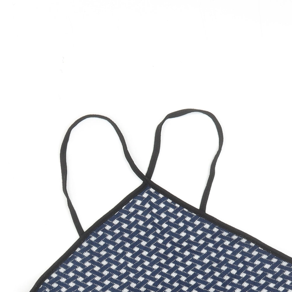 Zara Womens Blue Geometric Viscose Cropped Tank Size XS Halter