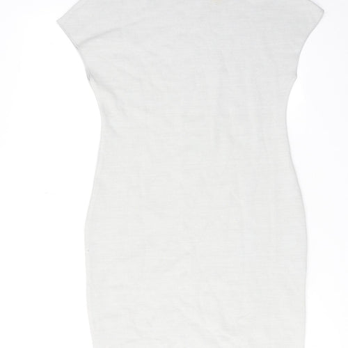 Zara Womens Grey Viscose Shift Size L Mock Neck Pullover