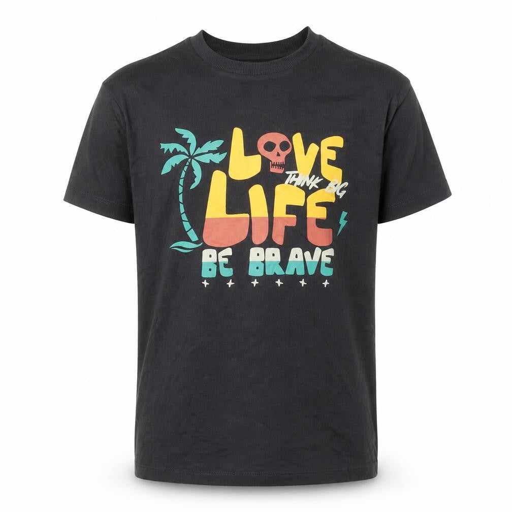 Marks and Spencer Boys Grey Cotton Basic T-Shirt Size 9-10 Years Round Neck Pullover - Love Life be Brave