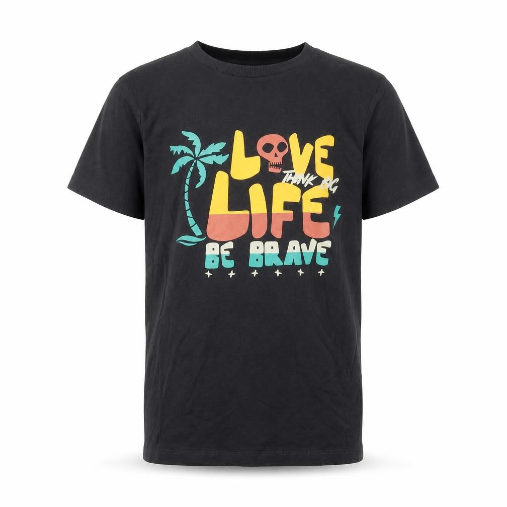Marks and Spencer Boys Grey Cotton Basic T-Shirt Size 9-10 Years Round Neck Pullover - Love Life Be Brave