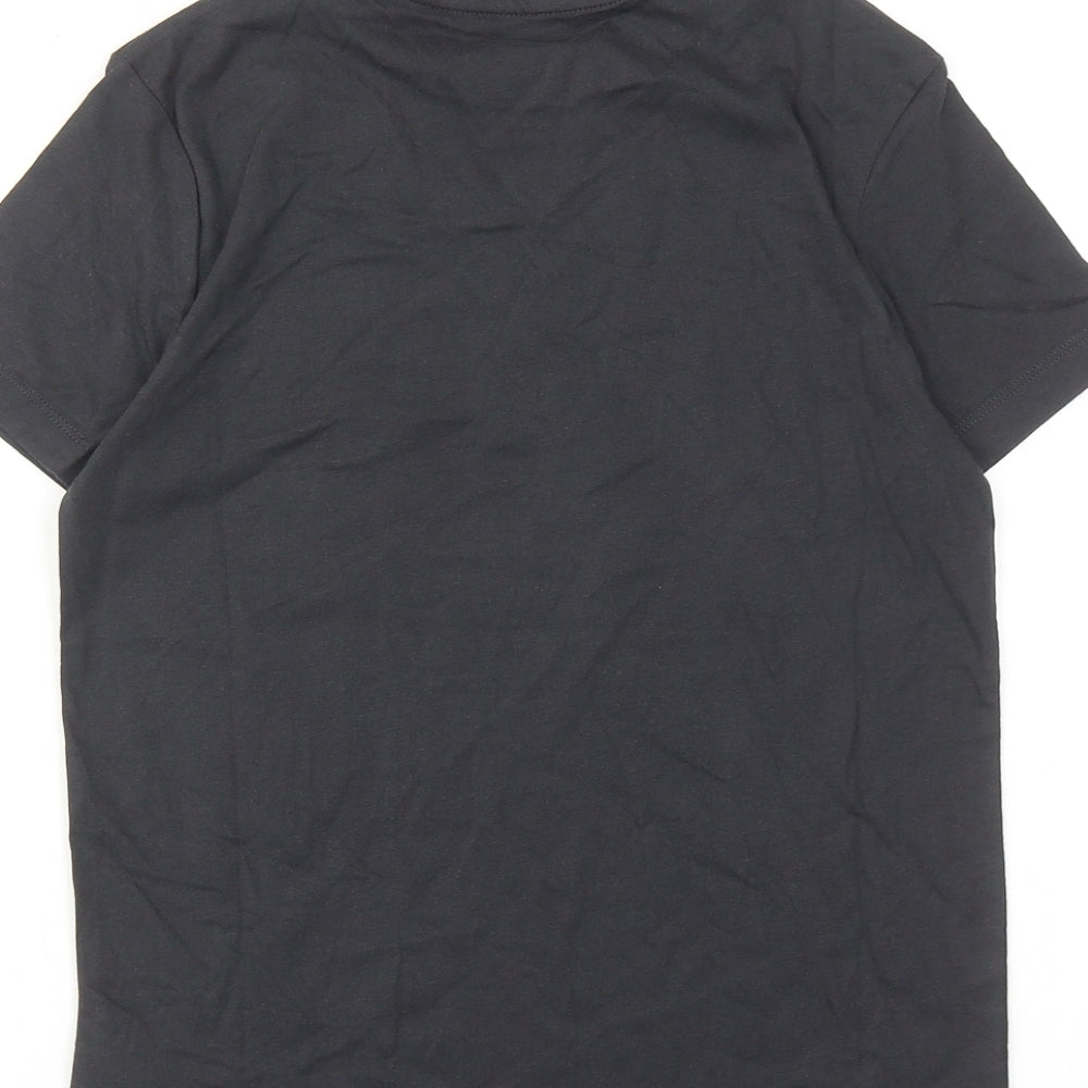 Marks and Spencer Boys Grey Cotton Basic T-Shirt Size 9-10 Years Round Neck Pullover - Love Life Be Brave