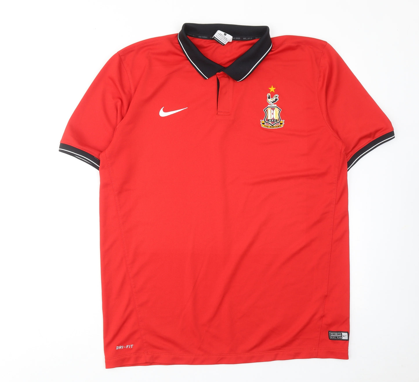 Nike Mens Red Polyester Polo Size L Collared Button - Bradford City AFC